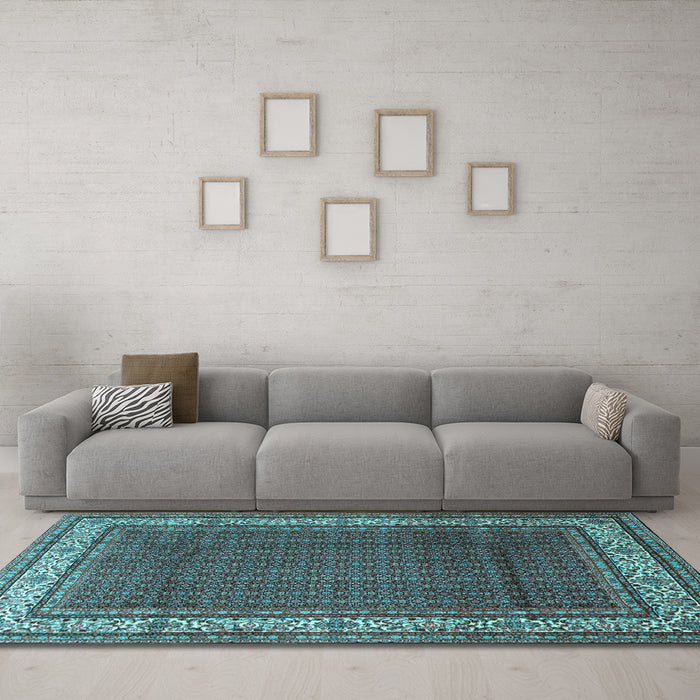 Machine Washable Persian Light Blue Traditional Rug in a Living Room, wshtr1579lblu