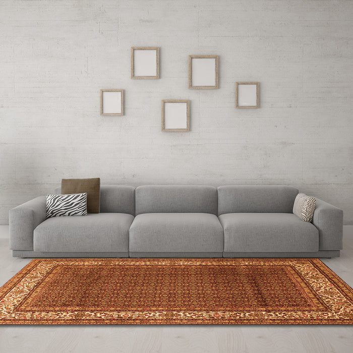 Machine Washable Persian Orange Traditional Area Rugs in a Living Room, wshtr1579org