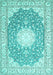 Machine Washable Medallion Turquoise Traditional Area Rugs, wshtr157turq