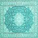 Square Medallion Turquoise Traditional Rug, tr157turq