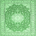 Square Machine Washable Medallion Emerald Green Traditional Area Rugs, wshtr157emgrn