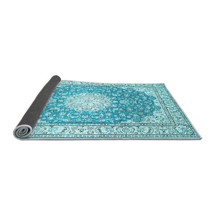 Sideview of Medallion Light Blue Traditional Rug, tr157lblu