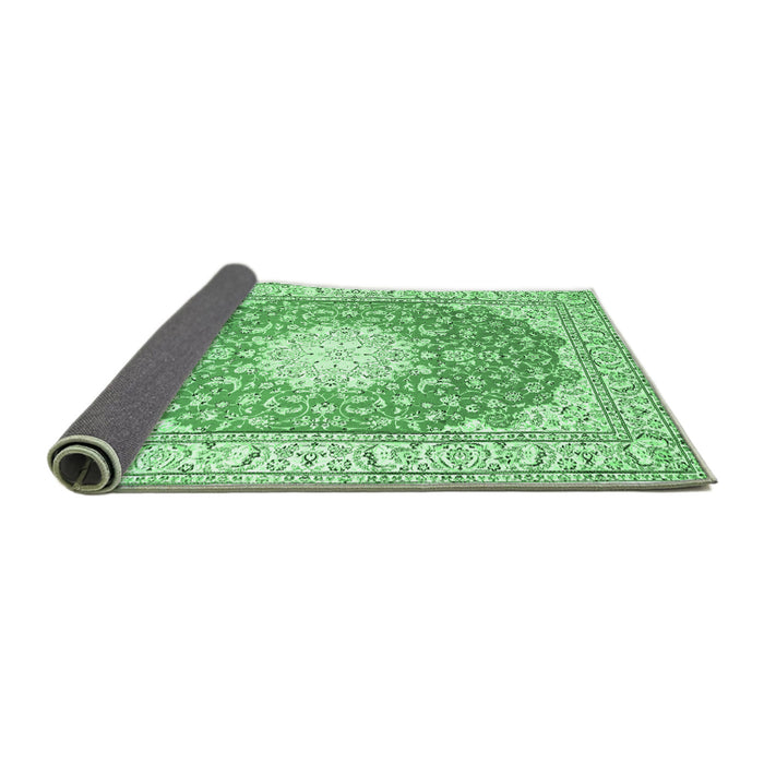 Sideview of Medallion Emerald Green Traditional Rug, tr157emgrn