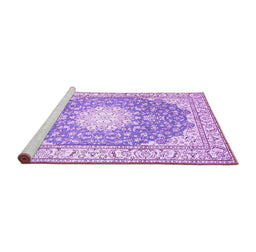Sideview of Machine Washable Medallion Purple Traditional Area Rugs, wshtr157pur
