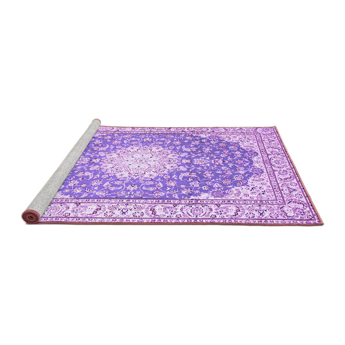 Sideview of Machine Washable Medallion Purple Traditional Area Rugs, wshtr157pur
