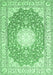 Machine Washable Medallion Emerald Green Traditional Area Rugs, wshtr157emgrn