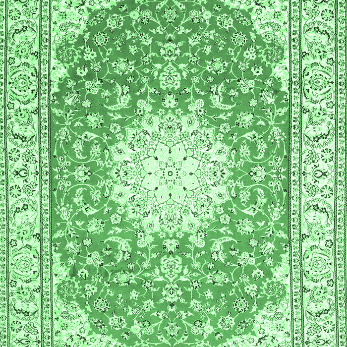 Machine Washable Medallion Emerald Green Traditional Area Rugs, wshtr157emgrn
