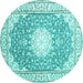 Round Medallion Turquoise Traditional Rug, tr157turq