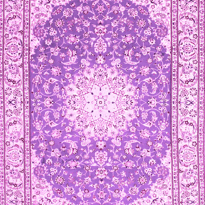 Machine Washable Medallion Pink Traditional Rug, wshtr157pnk