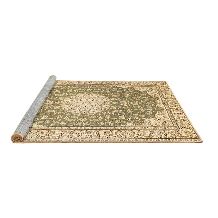 Sideview of Machine Washable Medallion Brown Traditional Rug, wshtr157brn