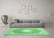 Machine Washable Medallion Emerald Green Traditional Area Rugs in a Living Room,, wshtr157emgrn