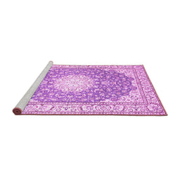 Sideview of Machine Washable Medallion Pink Traditional Rug, wshtr157pnk
