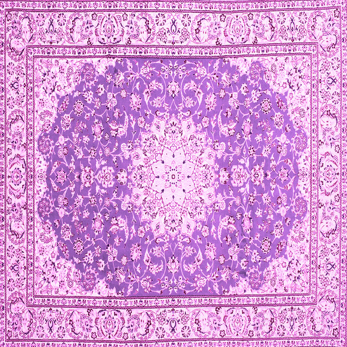 Square Machine Washable Medallion Pink Traditional Rug, wshtr157pnk