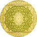 Round Medallion Yellow Traditional Rug, tr157yw