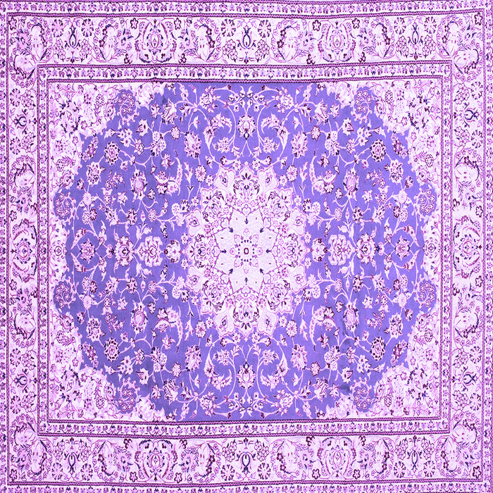 Square Machine Washable Medallion Purple Traditional Area Rugs, wshtr157pur