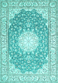 Medallion Turquoise Traditional Rug, tr157turq