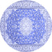 Round Medallion Blue Traditional Rug, tr157blu