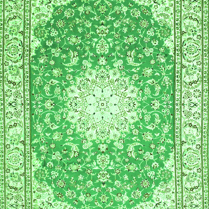 Serging Thickness of Machine Washable Medallion Green Traditional Area Rugs, wshtr157grn