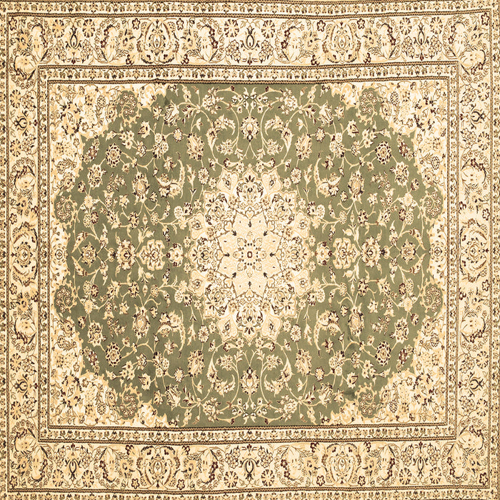 Square Machine Washable Medallion Brown Traditional Rug, wshtr157brn