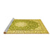 Sideview of Machine Washable Medallion Yellow Traditional Rug, wshtr157yw