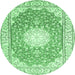 Round Medallion Emerald Green Traditional Rug, tr157emgrn