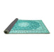 Sideview of Medallion Turquoise Traditional Rug, tr157turq