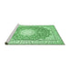 Sideview of Machine Washable Medallion Emerald Green Traditional Area Rugs, wshtr157emgrn