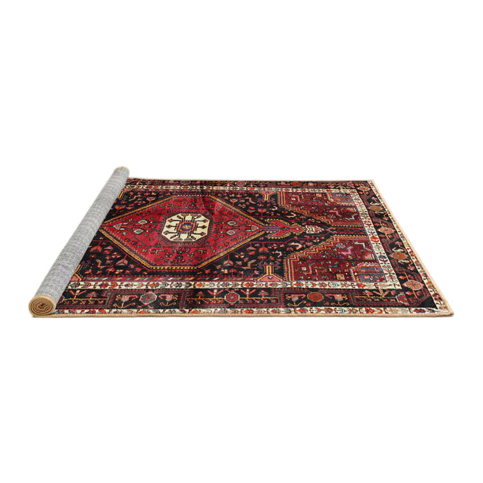 Sideview of Machine Washable Traditional Saffron Red Rug, wshtr158