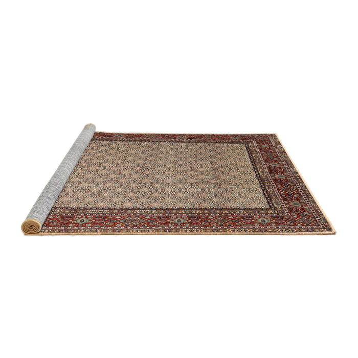 Sideview of Machine Washable Traditional Red Brown Rug, wshtr1580