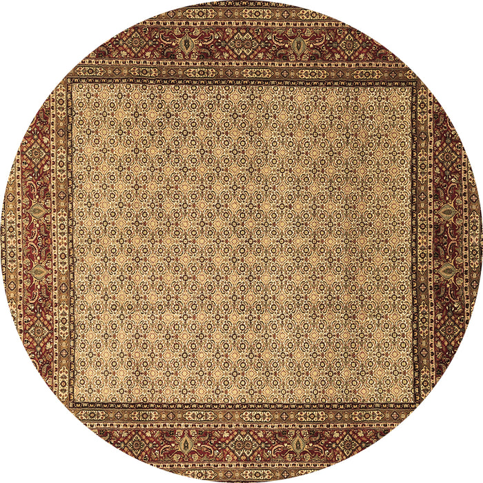 Round Machine Washable Persian Brown Traditional Rug, wshtr1580brn