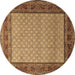 Round Machine Washable Persian Brown Traditional Rug, wshtr1580brn