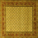 Square Machine Washable Persian Yellow Traditional Rug, wshtr1580yw