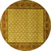 Round Machine Washable Persian Yellow Traditional Rug, wshtr1580yw