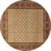 Round Persian Brown Traditional Rug, tr1580brn