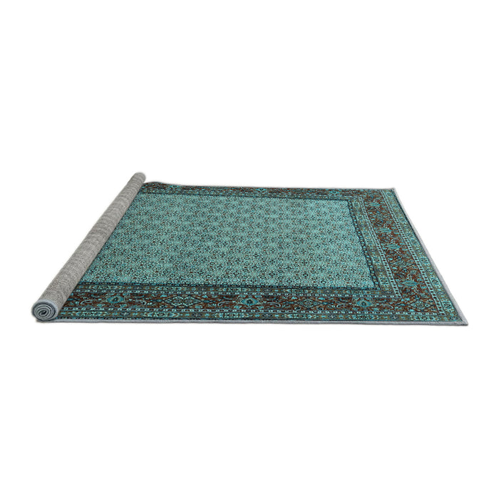 Sideview of Machine Washable Persian Light Blue Traditional Rug, wshtr1580lblu