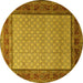 Round Persian Yellow Traditional Rug, tr1580yw
