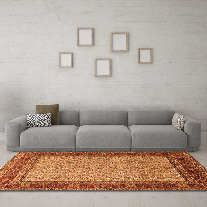 Machine Washable Persian Orange Traditional Area Rugs in a Living Room, wshtr1580org