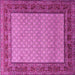 Square Machine Washable Persian Pink Traditional Rug, wshtr1580pnk