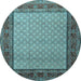 Round Machine Washable Persian Light Blue Traditional Rug, wshtr1580lblu