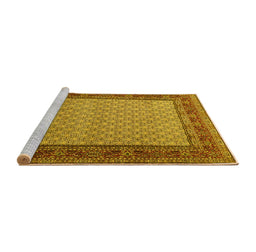 Sideview of Machine Washable Persian Yellow Traditional Rug, wshtr1580yw