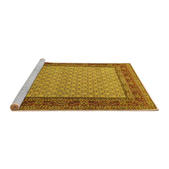 Sideview of Machine Washable Persian Yellow Traditional Rug, wshtr1580yw