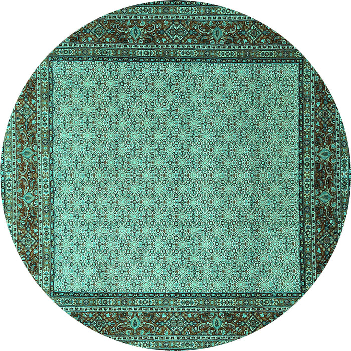 Round Persian Turquoise Traditional Rug, tr1580turq
