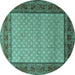 Round Persian Turquoise Traditional Rug, tr1580turq