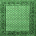 Square Machine Washable Persian Emerald Green Traditional Area Rugs, wshtr1580emgrn