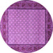 Round Machine Washable Persian Purple Traditional Area Rugs, wshtr1580pur