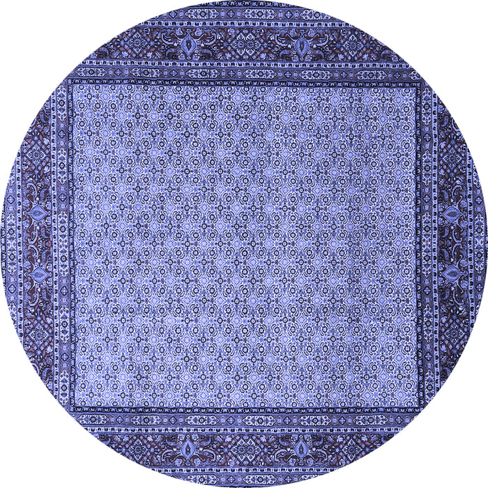 Round Machine Washable Persian Blue Traditional Rug, wshtr1580blu