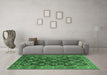 Machine Washable Persian Emerald Green Traditional Area Rugs in a Living Room,, wshtr1581emgrn