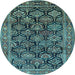 Round Machine Washable Persian Light Blue Traditional Rug, wshtr1581lblu