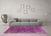 Machine Washable Persian Pink Traditional Rug in a Living Room, wshtr1581pnk