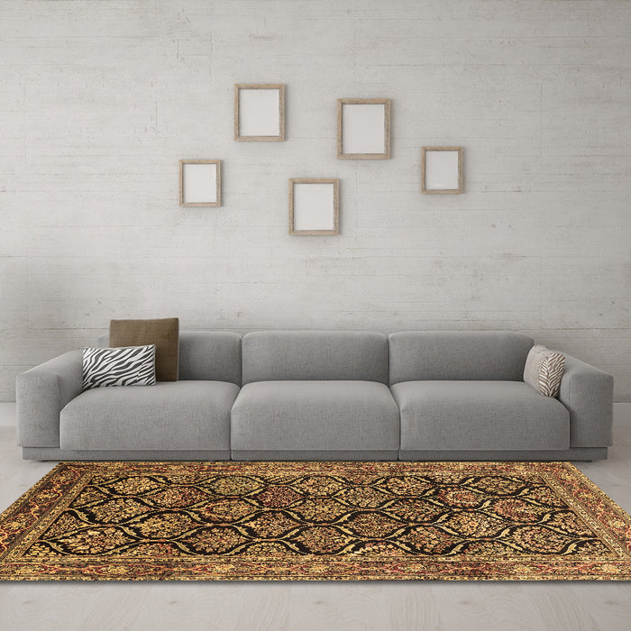 Machine Washable Persian Brown Traditional Rug in a Living Room,, wshtr1581brn